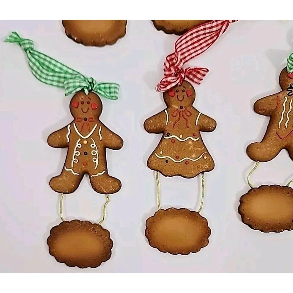 Gingerbread Man House Baker Christmas‎ Tree Ornaments Resin 10 Pc Vintage
